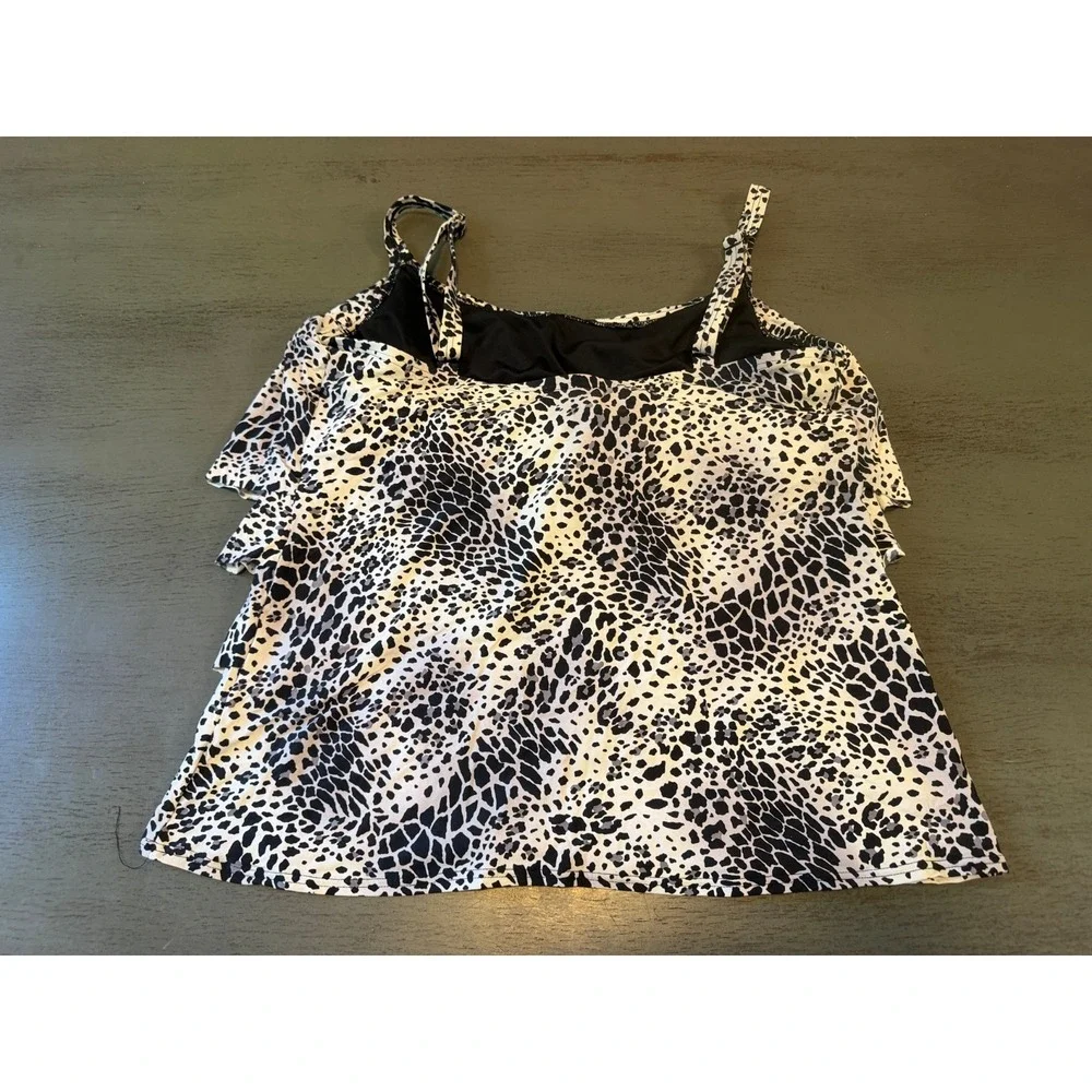 black white gray layered COCO REEF swimsuit top tankini size 38DD - Picture 2 of 2